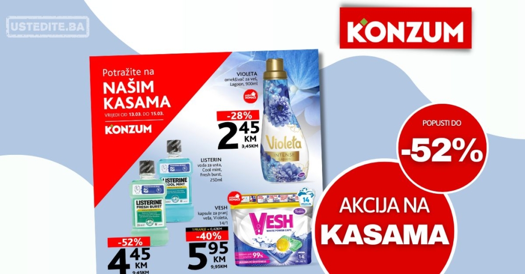 Konzum AKCIJA NA KASAMA 13-15.3.2025.