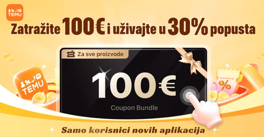 TEMU 100 € paket kupona - mart 2025. 