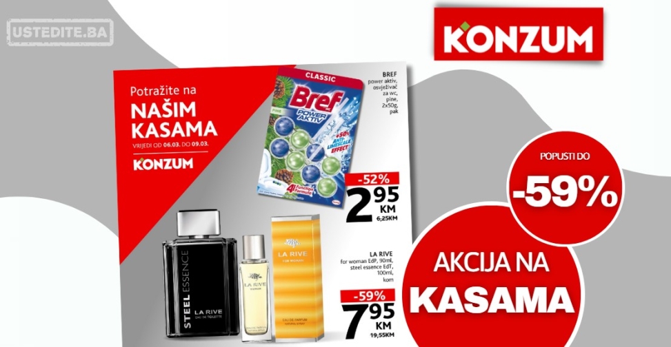 Konzum AKCIJA NA KASAMA 6-9.3.2025.