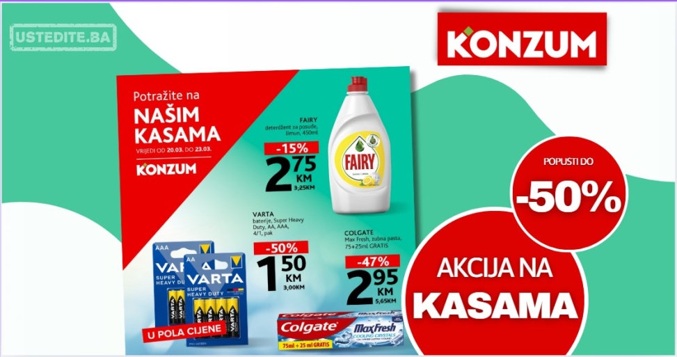 Konzum AKCIJA NA KASAMA 20-23.3.2025.