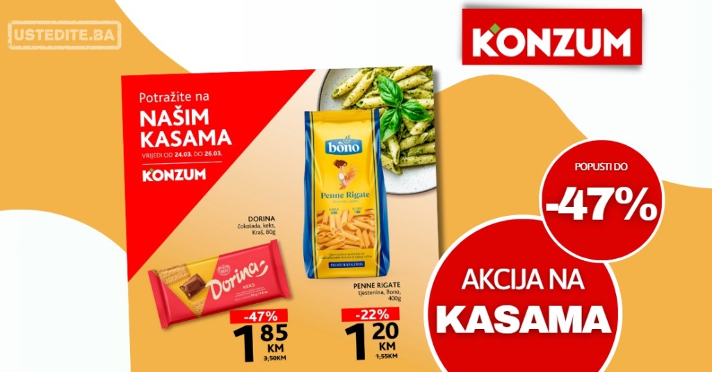 Konzum AKCIJA NA KASAMA 24-26.3.2025.