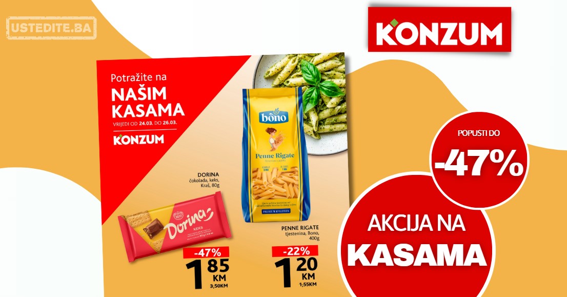 Konzum AKCIJA NA KASAMA 24-26.3.2025.