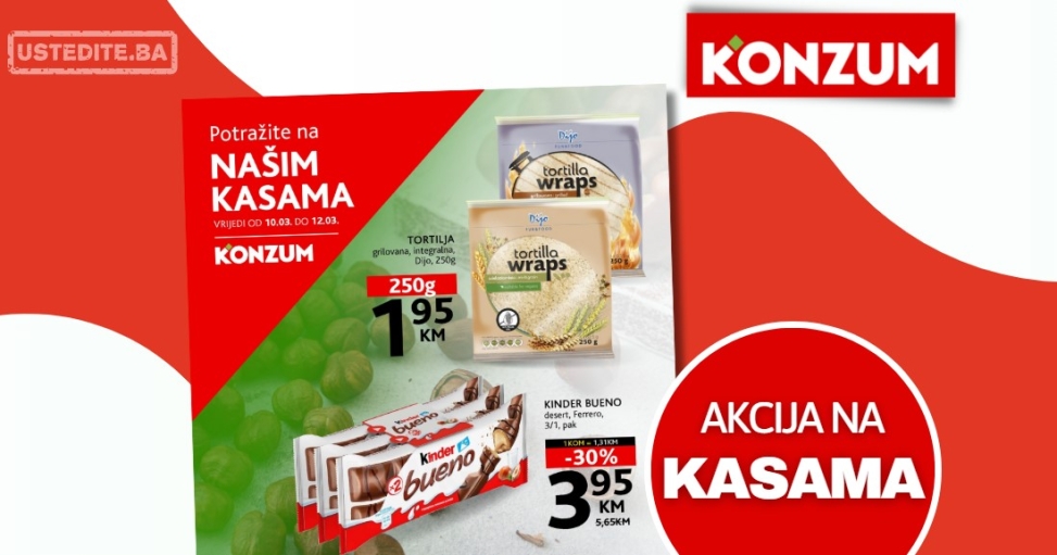 Konzum AKCIJA NA KASAMA 10-12.3.2025.