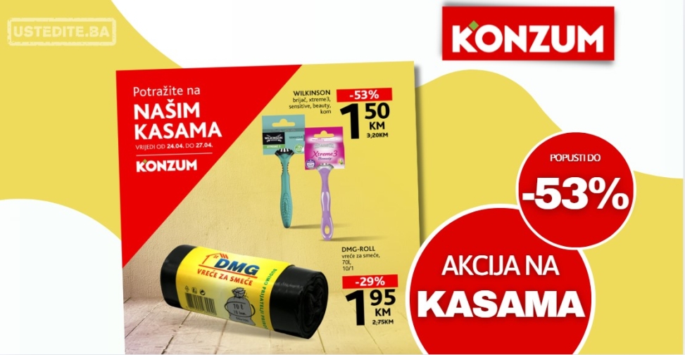 Konzum AKCIJA NA KASAMA 24-27.4.2025.