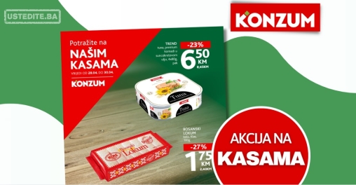 Konzum AKCIJA NA KASAMA 28-30.4.2025.