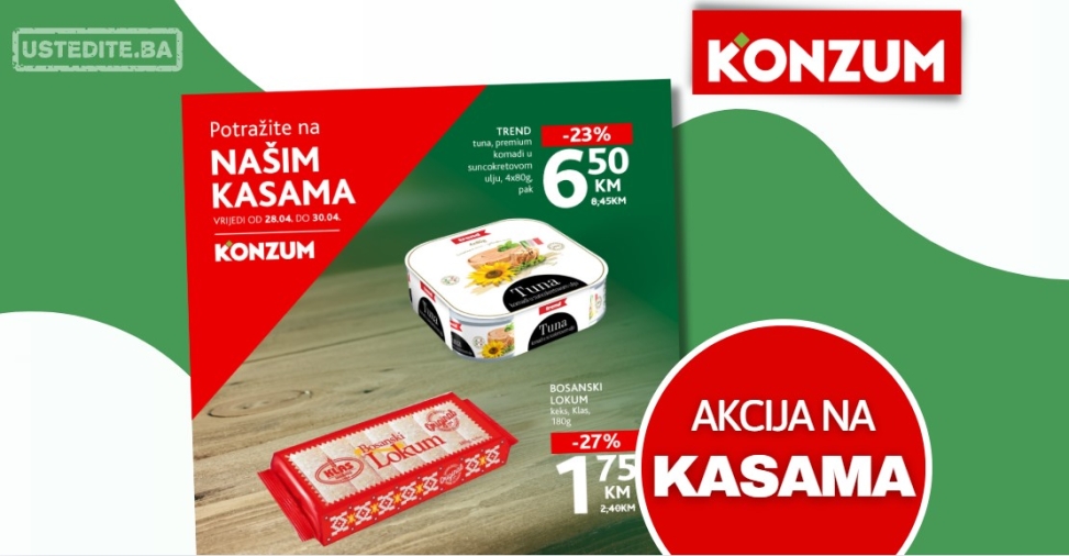 Konzum AKCIJA NA KASAMA 28-30.4.2025.