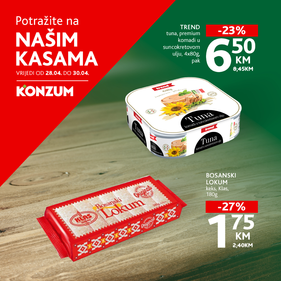 Konzum AKCIJA NA KASAMA 28-30.4.2025.