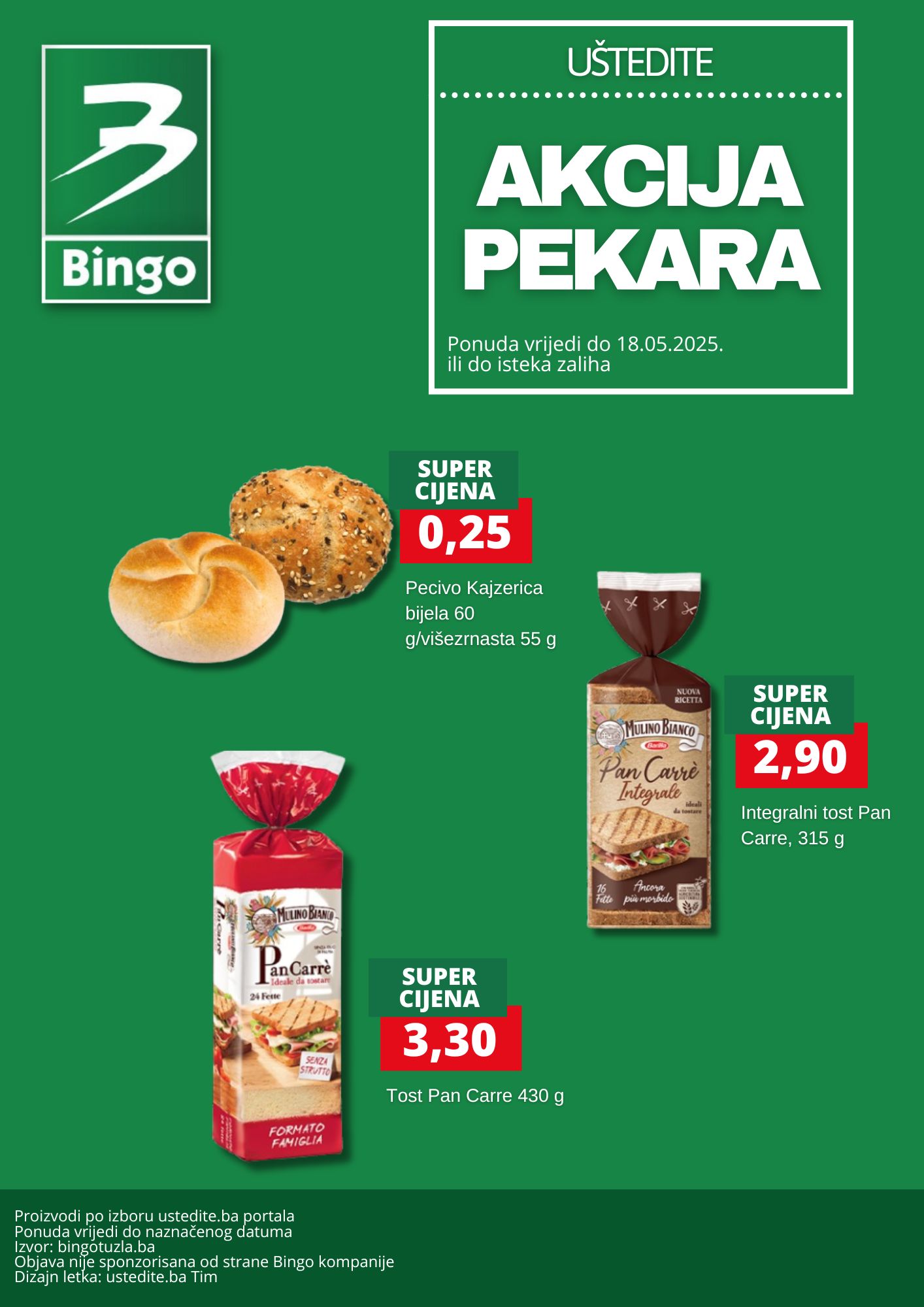 Bingo akcija PEKARA – sniženje do 18.5.2025.