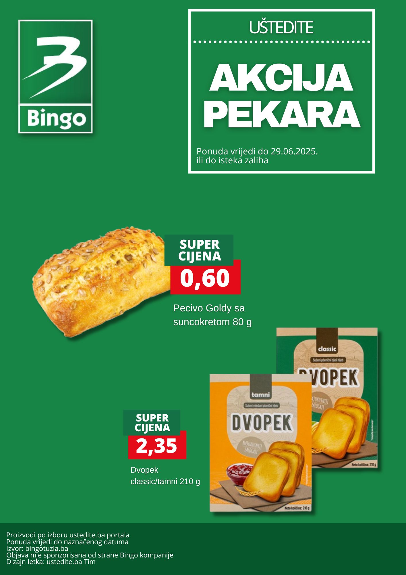 Bingo akcija PEKARA - sniženje do 29.6.2025.