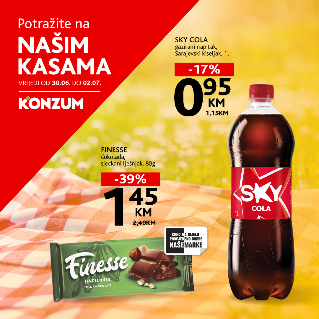Konzum AKCIJA NA KASAMA 30.6-2.7.2025.