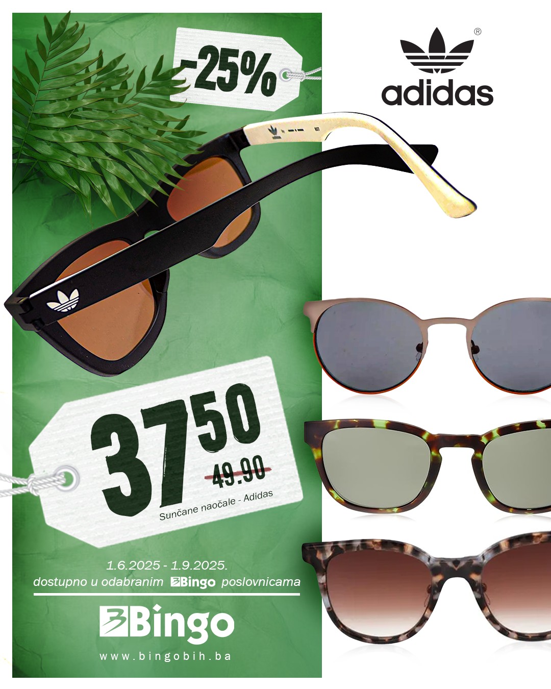 Bingo akcija Adidas naočale 1.6-1.9.2025.