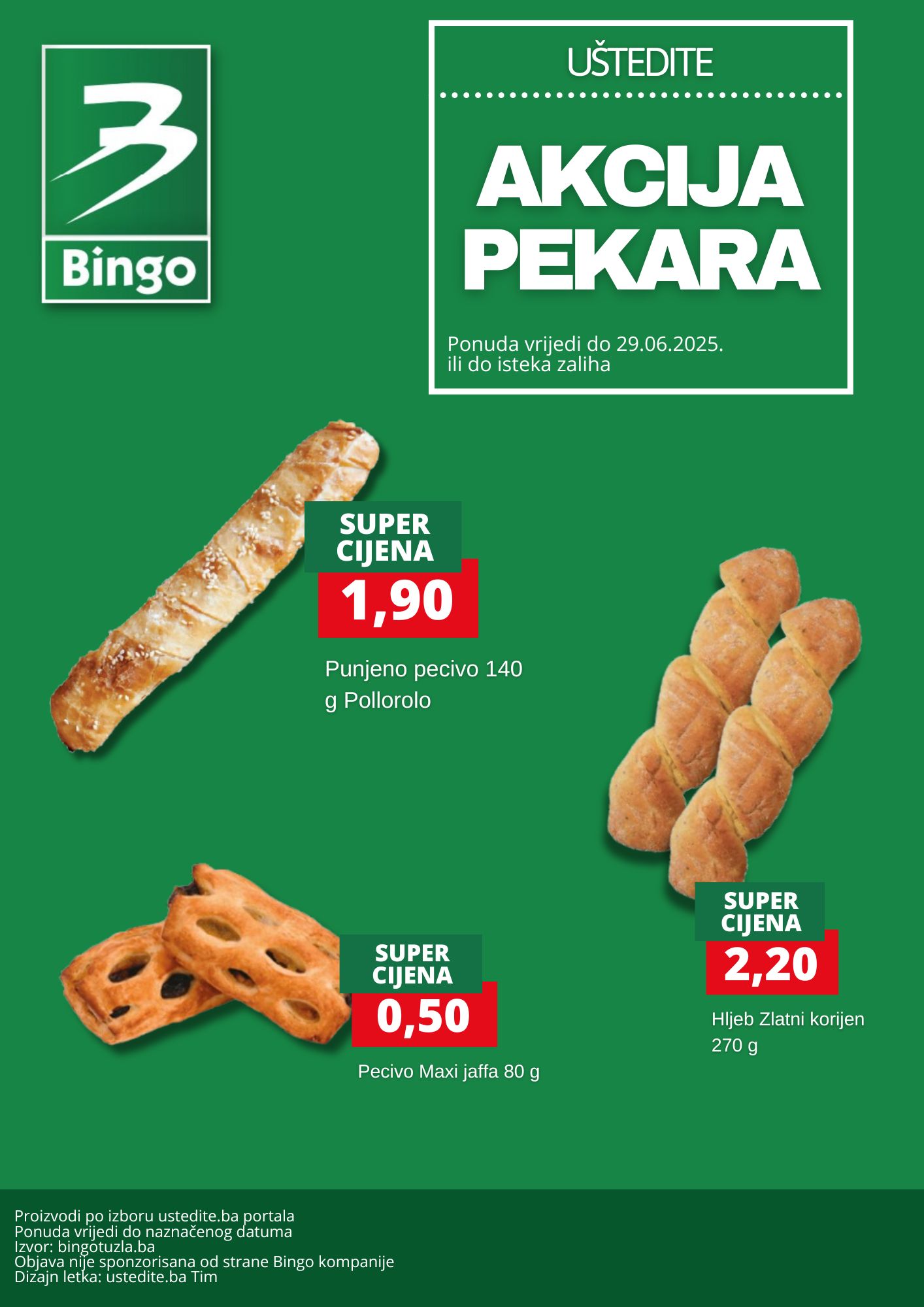Bingo akcija PEKARA - sniženje do 29.6.2025.