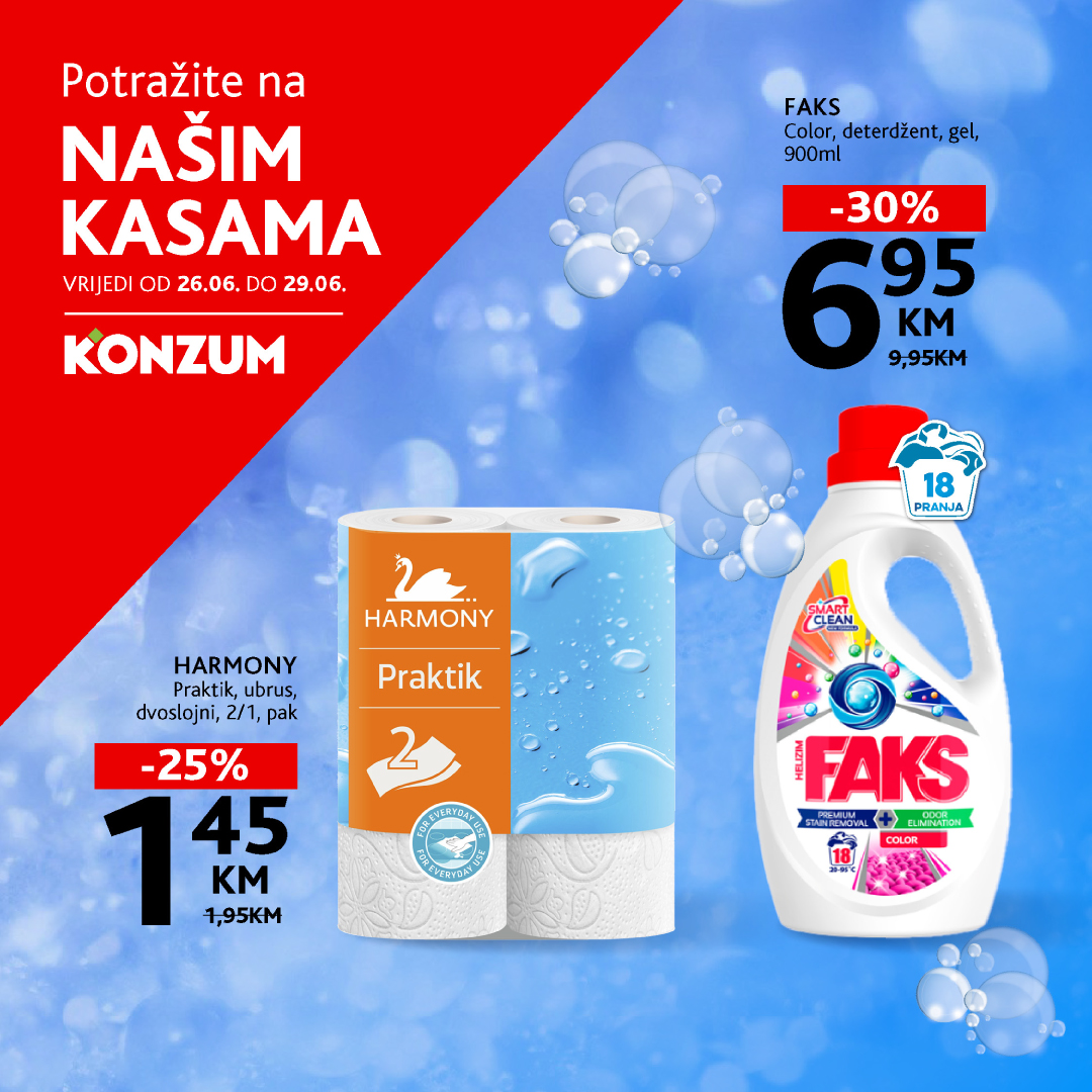 Konzum AKCIJA NA KASAMA 26.29.6.2025.