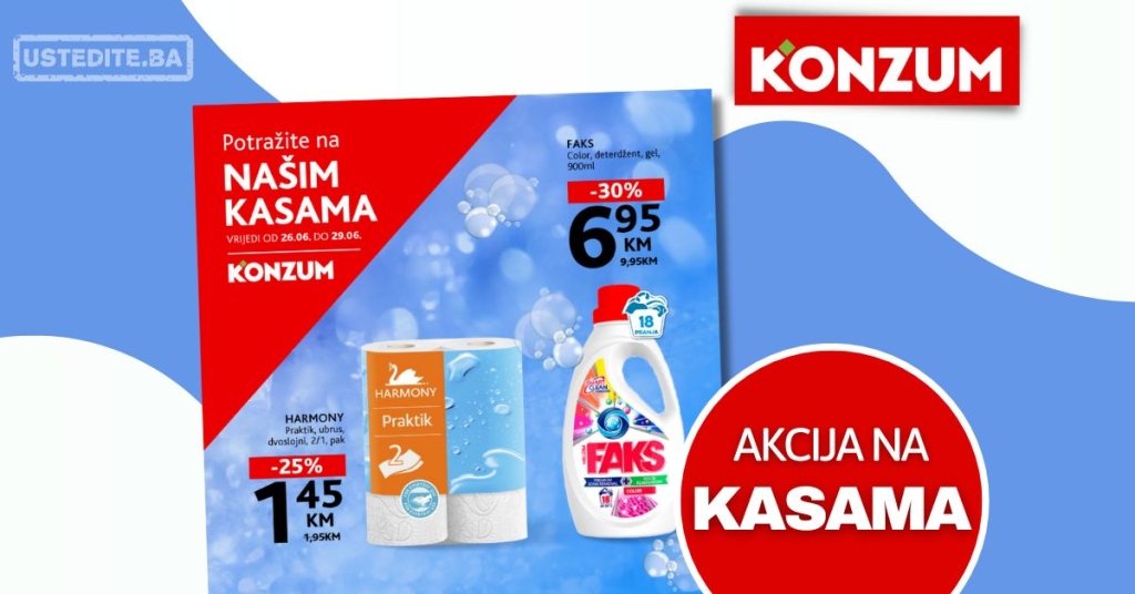 Konzum AKCIJA NA KASAMA 26.29.6.2025.