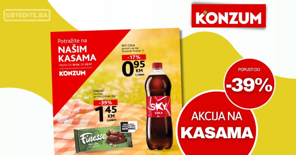 Konzum AKCIJA NA KASAMA 30.6-2.7.2025.