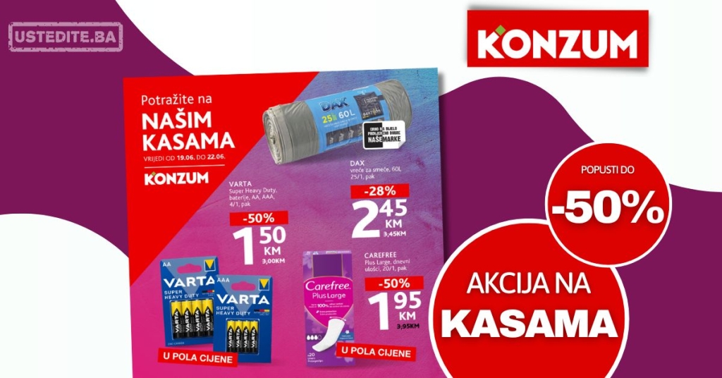 Konzum AKCIJA NA KASAMA 19-22.6.2025.