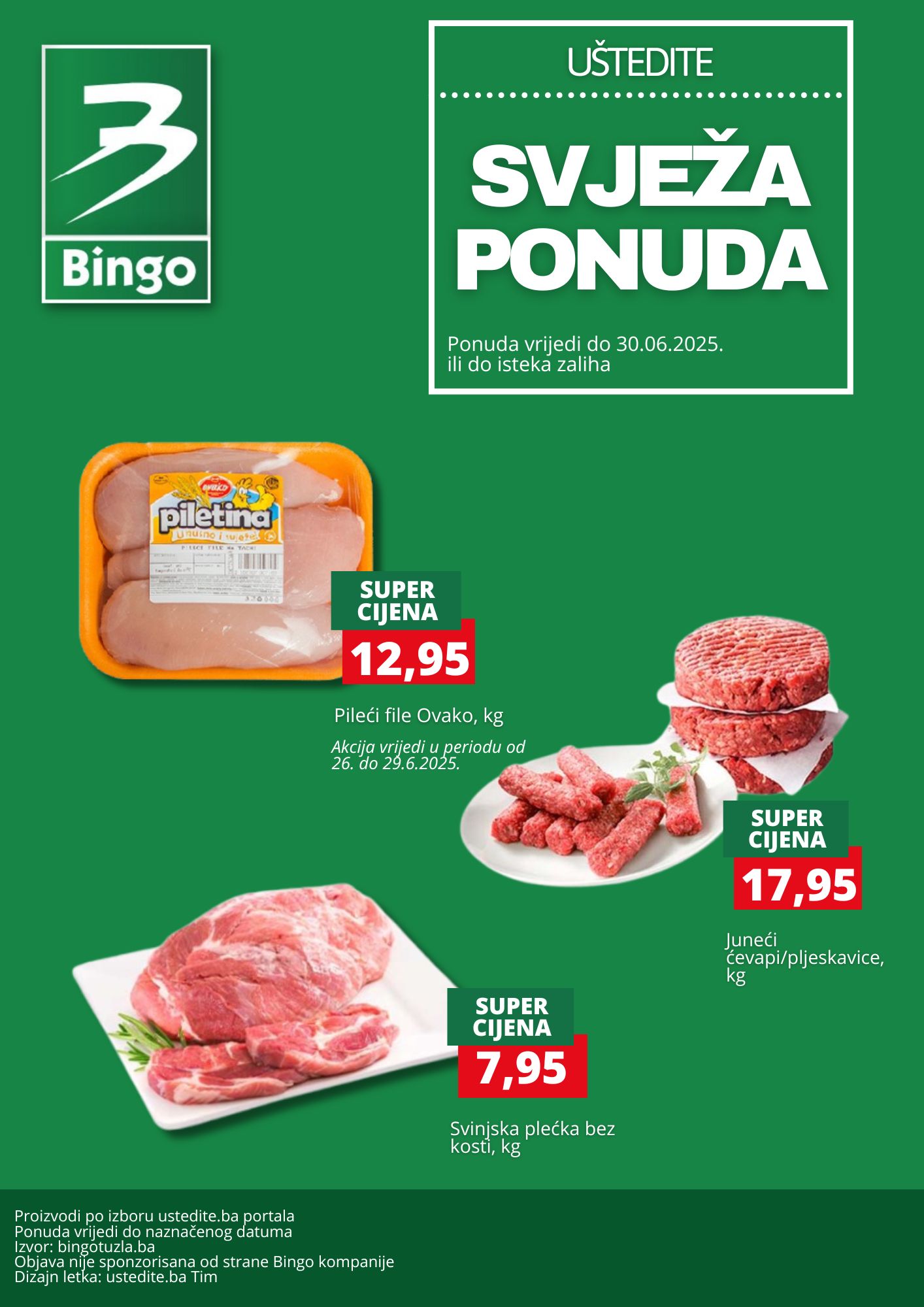 Bingo akcija SVJEŽE MESO - sniženje do 30.6.2025.