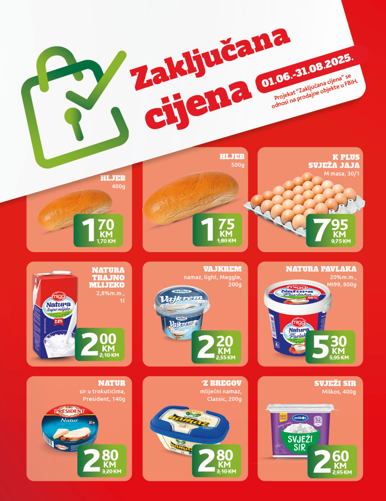 Konzum akcija ZAKLJUČAVAMO CIJENE 1.6-31.8.2025.