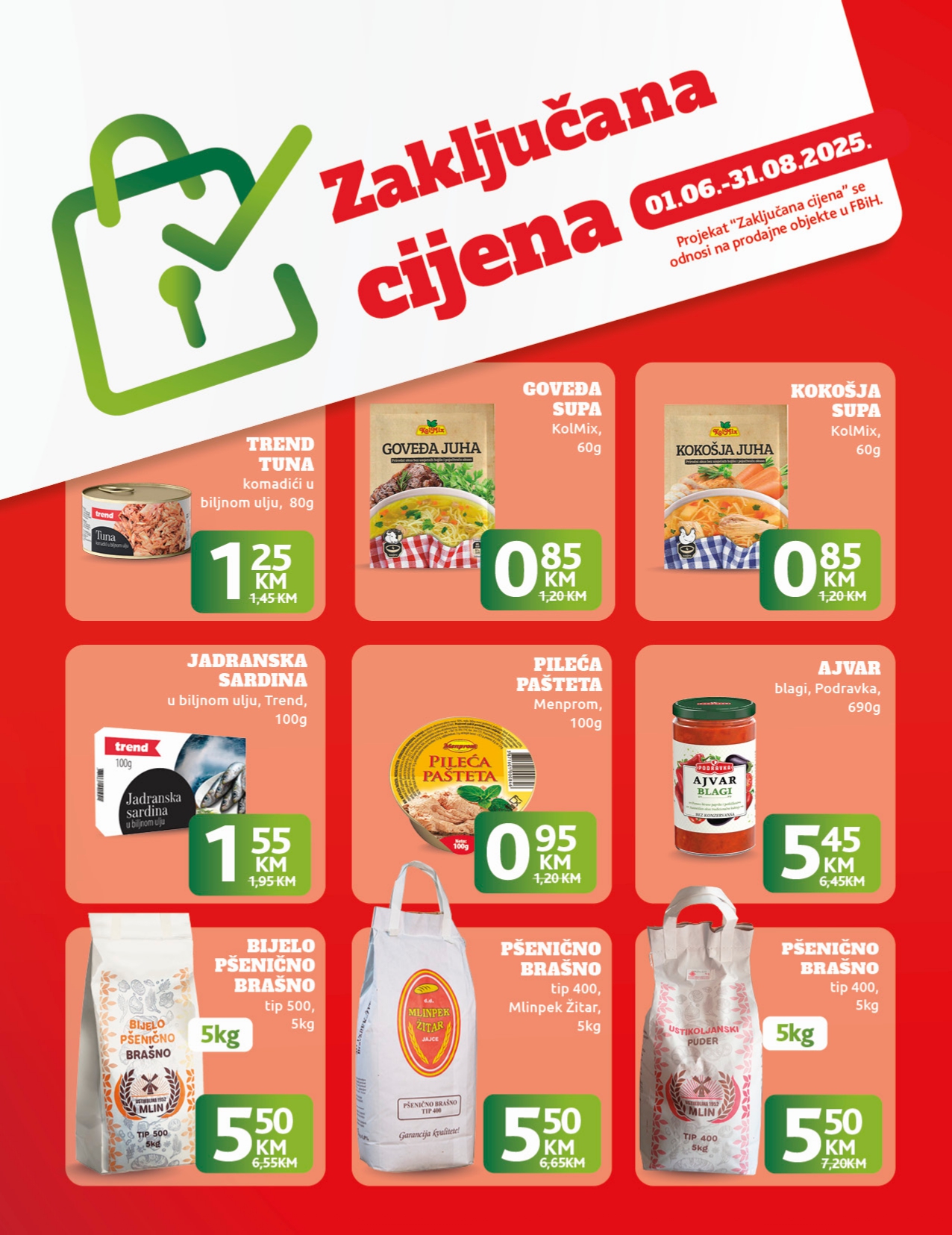Konzum akcija ZAKLJUČAVAMO CIJENE 1.6-31.8.2025.