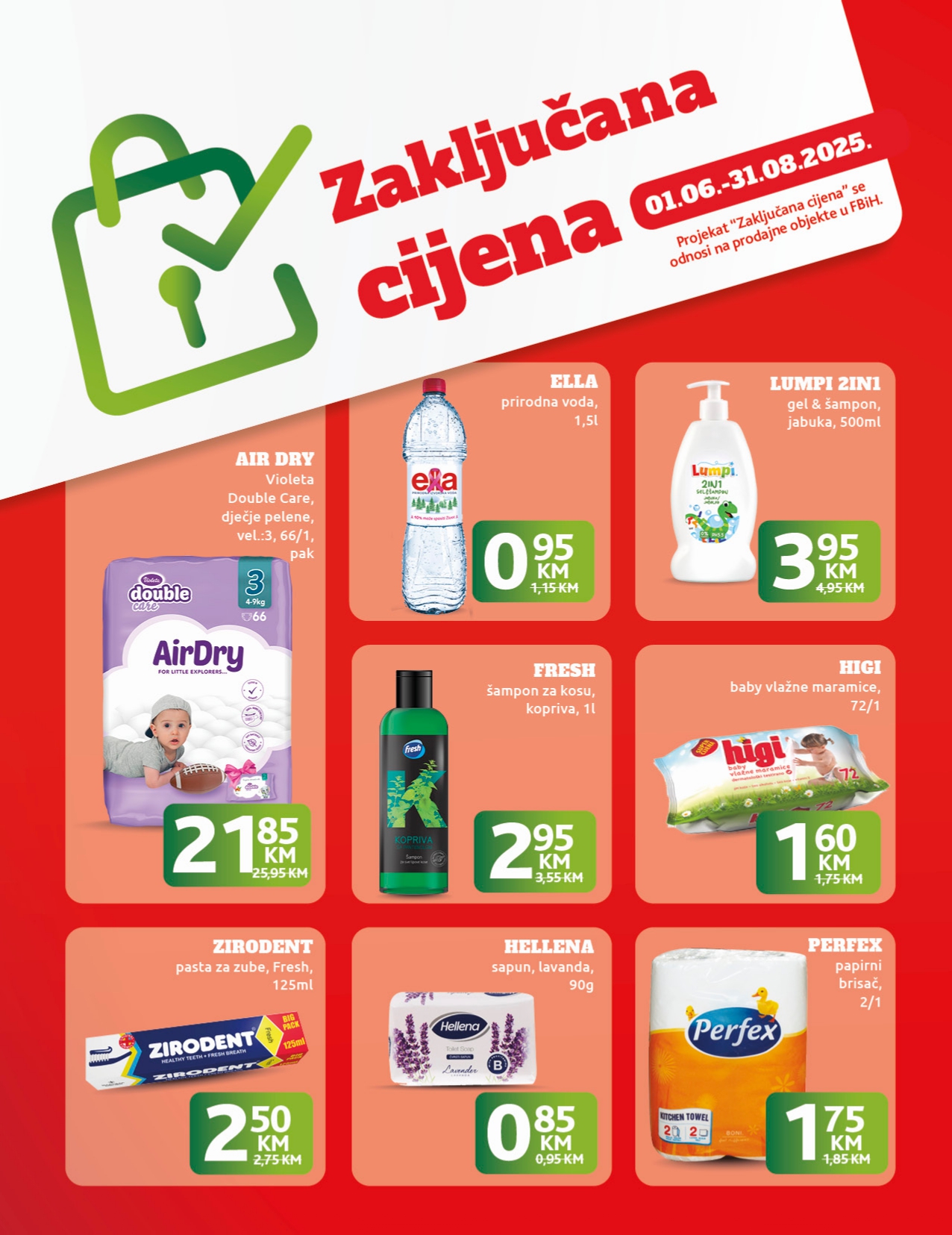 Konzum akcija ZAKLJUČAVAMO CIJENE 1.6-31.8.2025.