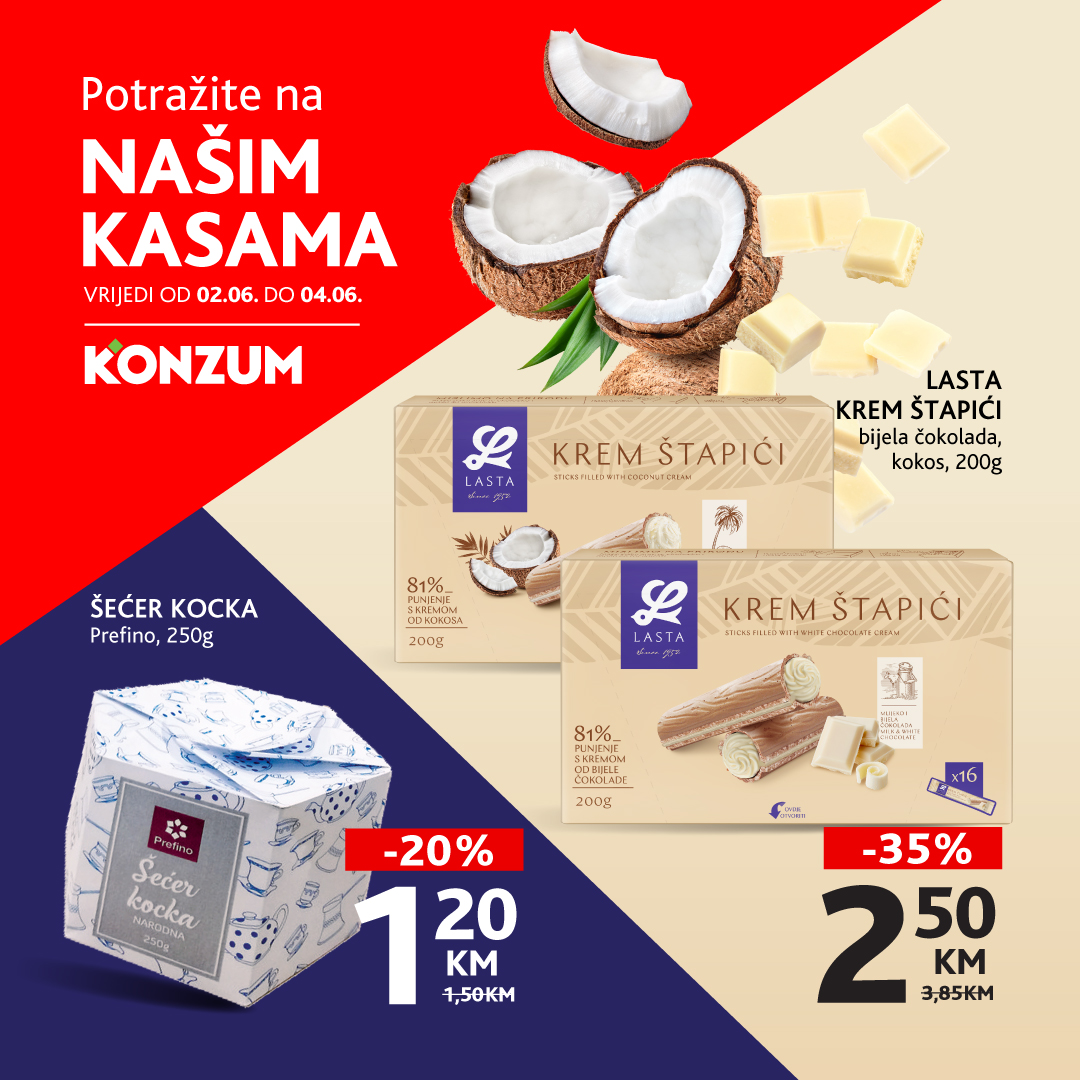 Konzum AKCIJA NA KASAMA 2-4.6.2025.