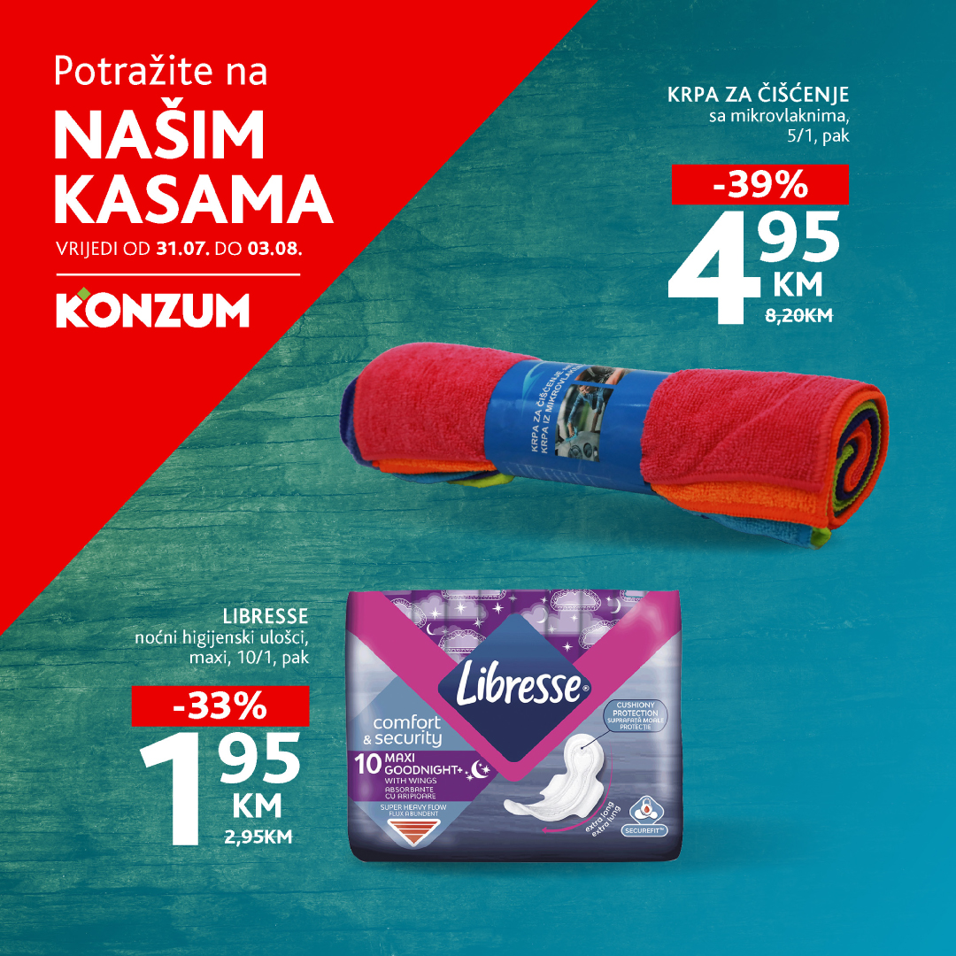 Konzum AKCIJA NA KASAMA 31.7-3.8.2025.