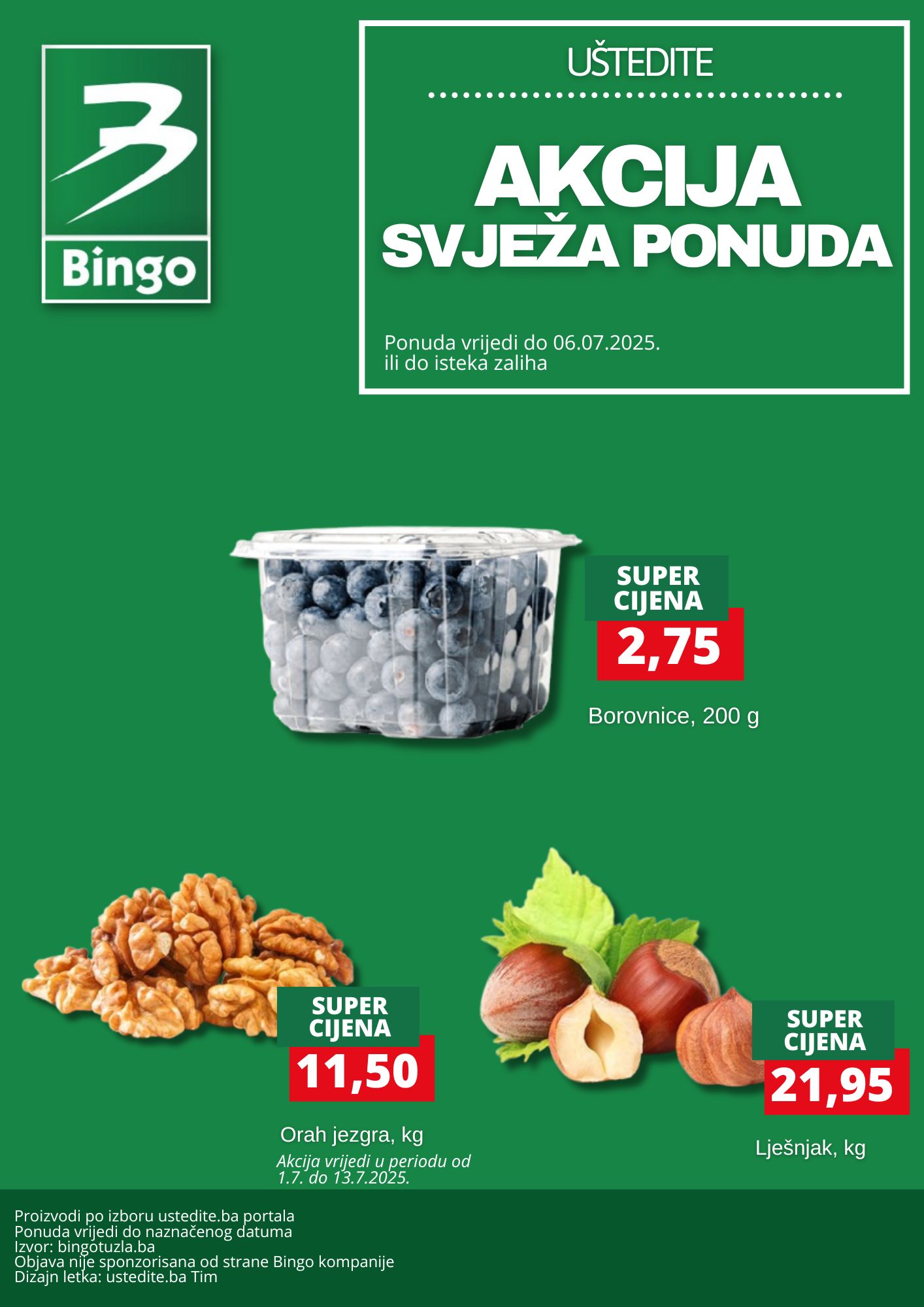 Bingo akcija SVJEŽA PONUDA - sniženje do 6.7.2025.
