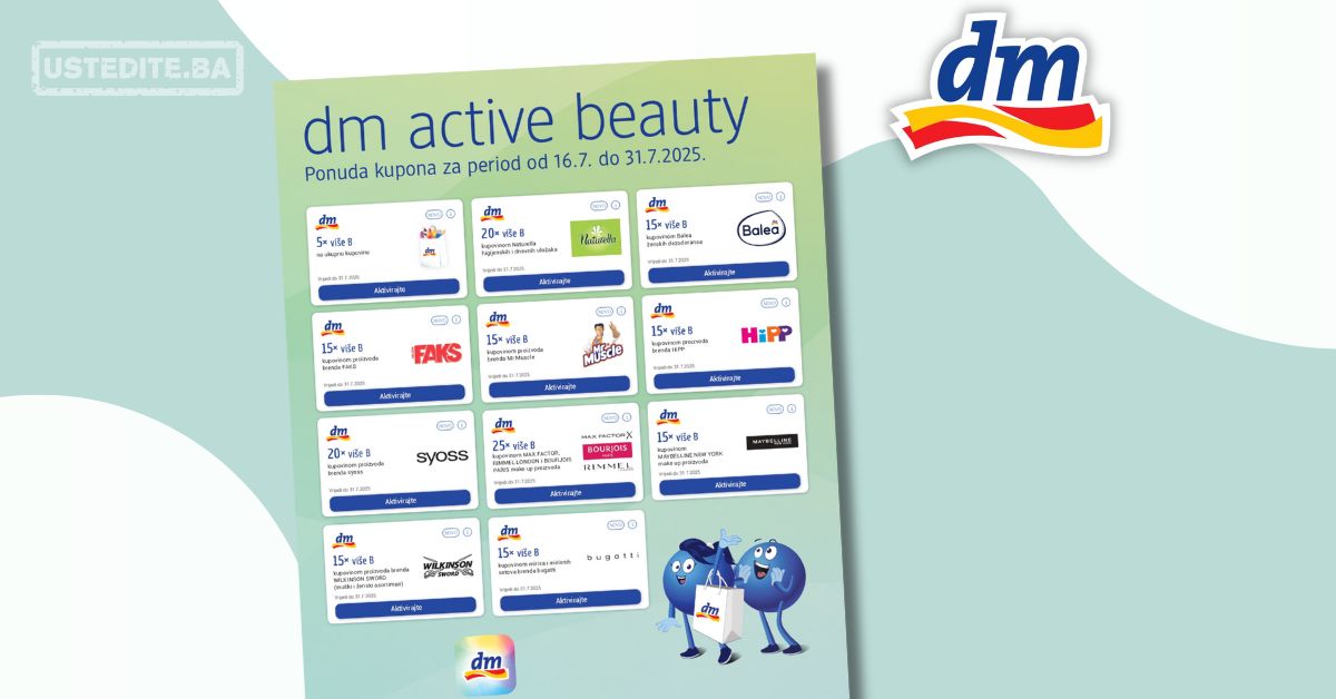 dm KUPONI – dm active beauty – akcija do 31.7.2025.