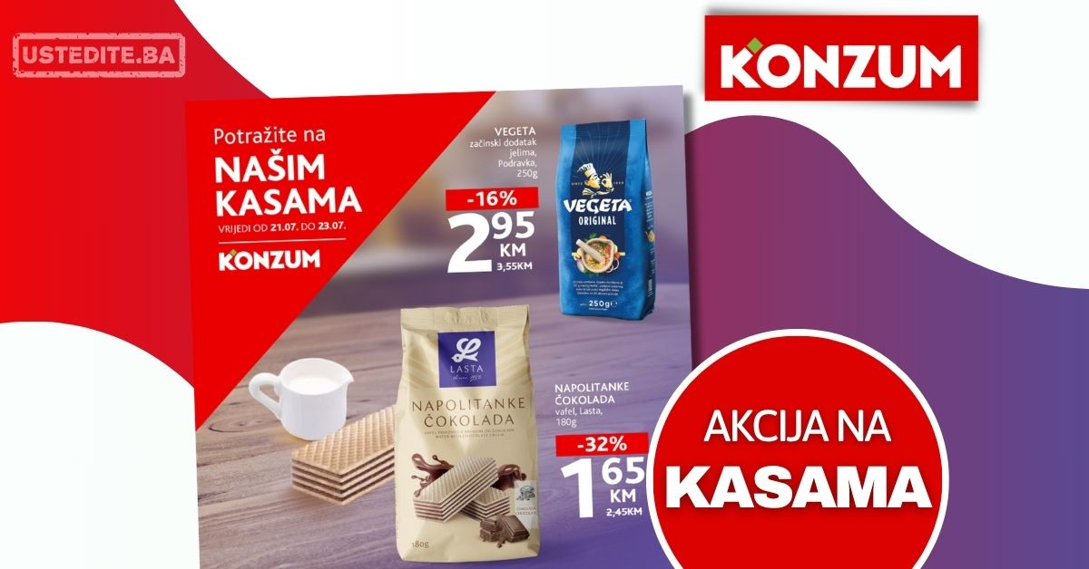 Konzum AKCIJA NA KASAMA 21-23.7.2025.
