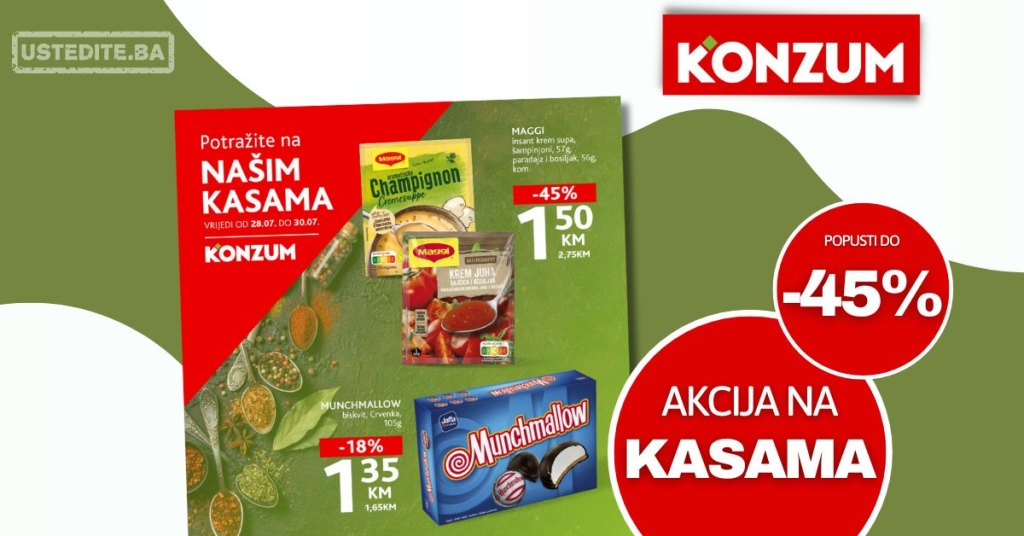 Konzum AKCIJA NA KASAMA 28-30.7.2025.
