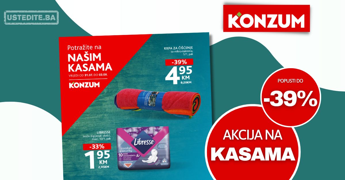 Konzum AKCIJA NA KASAMA 31.7-3.8.2025.