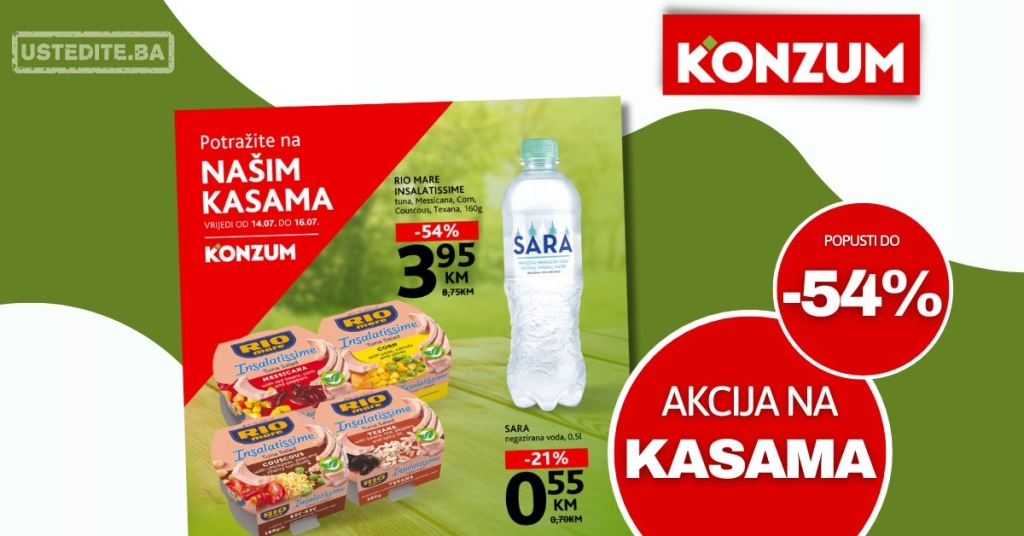 Konzum AKCIJA NA KASAMA 14.16.7.2025.