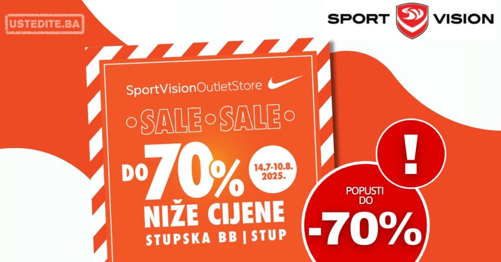NIKE OUTLET SNIŽENJE do 70% 14.7-10.8.2025.