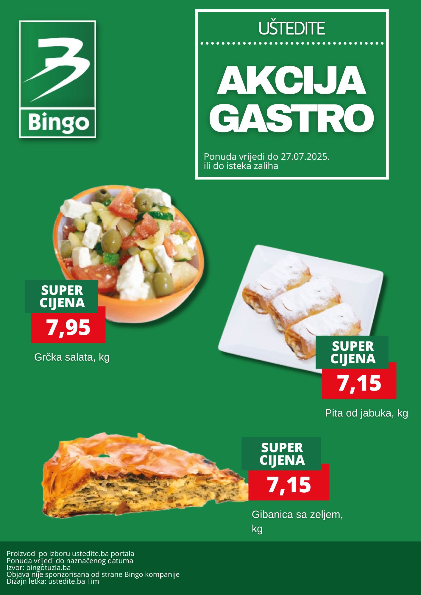 Bingo akcija GASTRO PONUDA - sniženje do 27.7.2025.