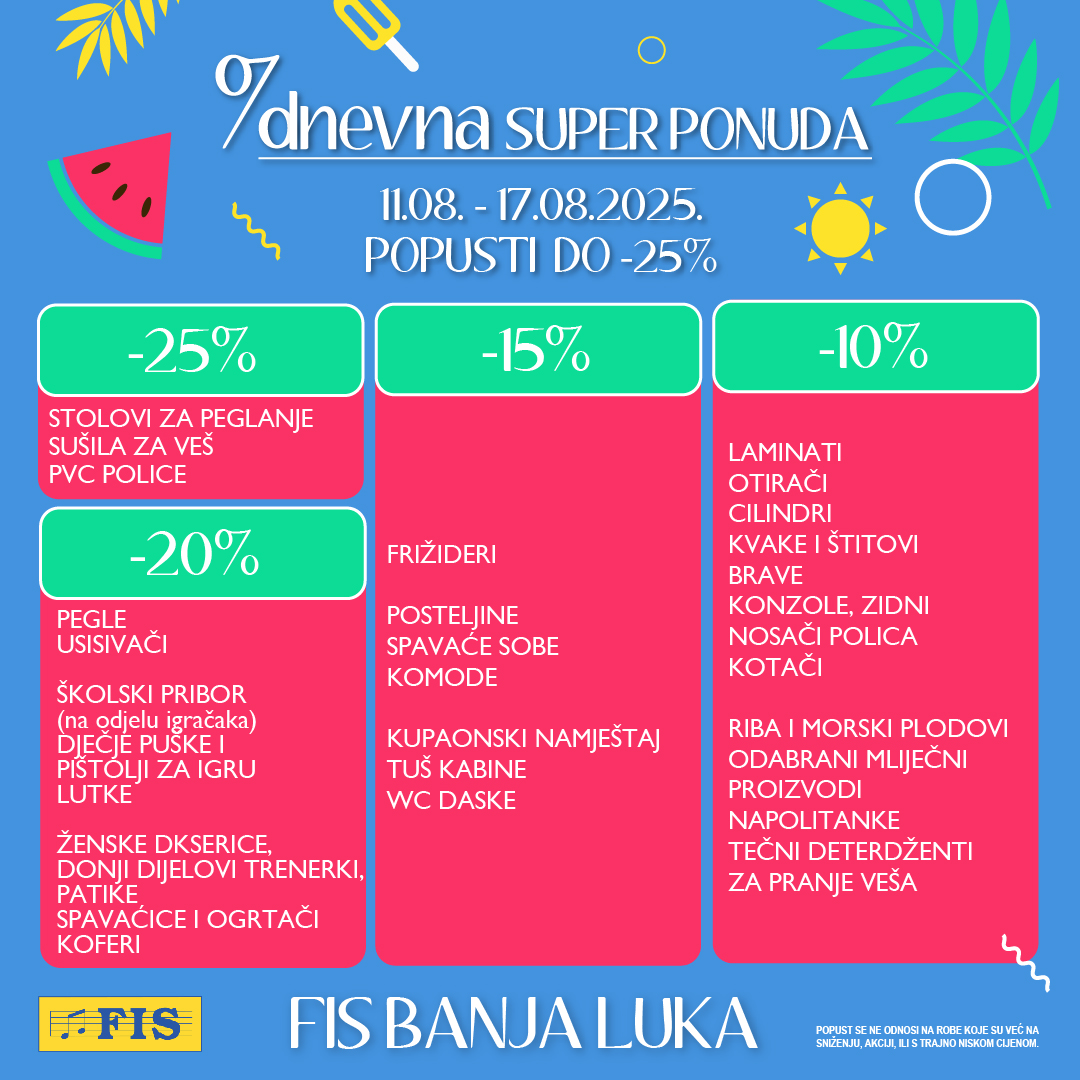 Fis BANJA LUKA sedmodnevna ponuda
