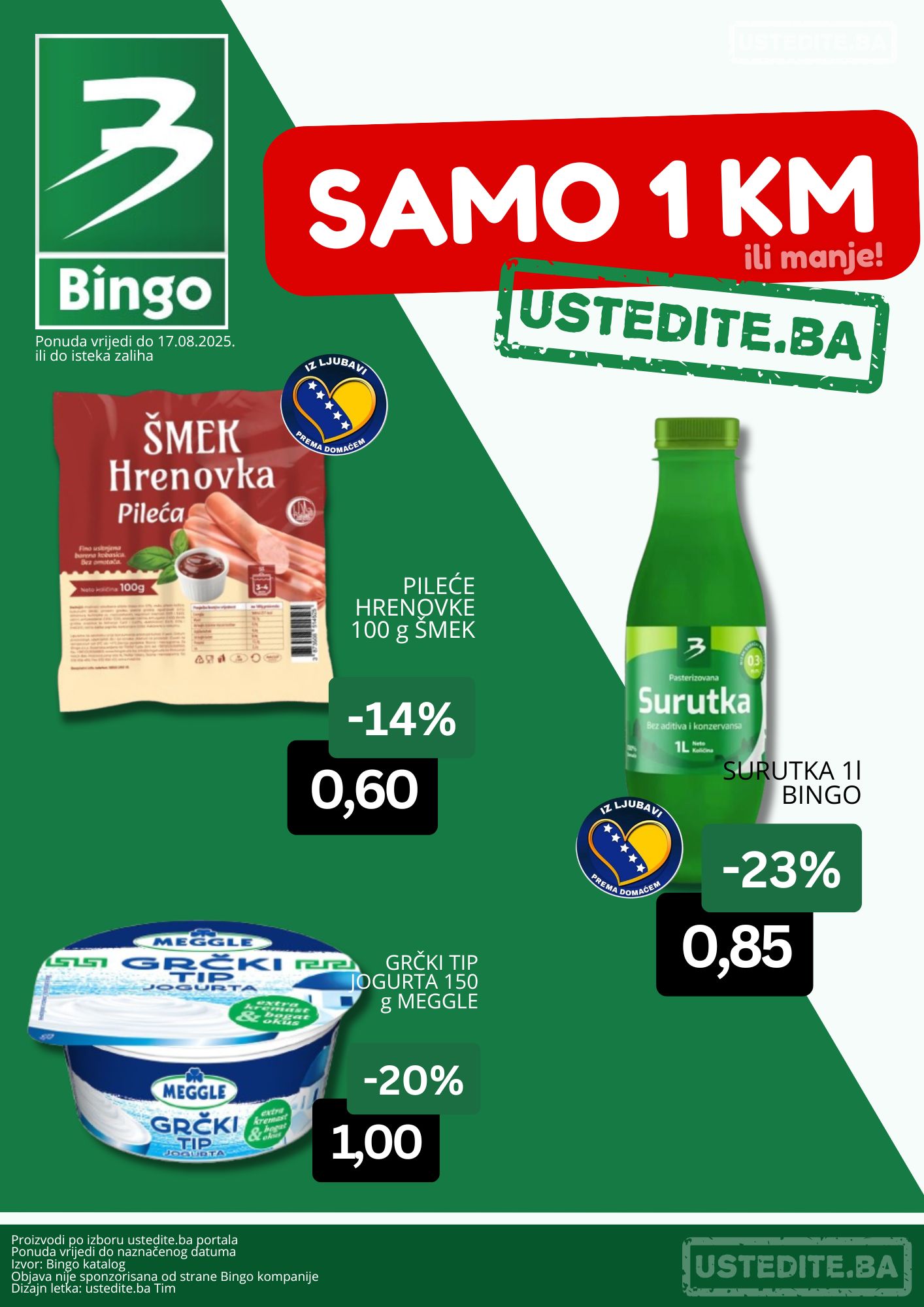 Bingo akcija SAMO 1 KM ili manje