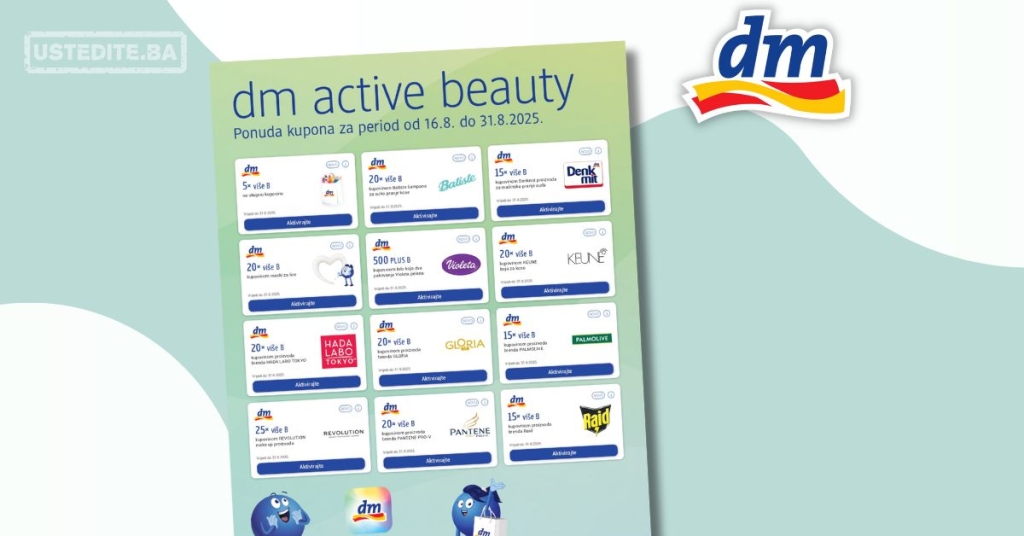 dm KUPONI – dm active beauty – akcija do 31.8.2025.