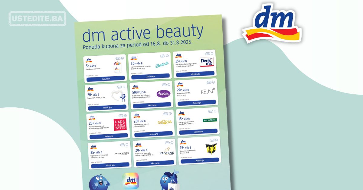 dm KUPONI – dm active beauty – akcija do 31.8.2025.
