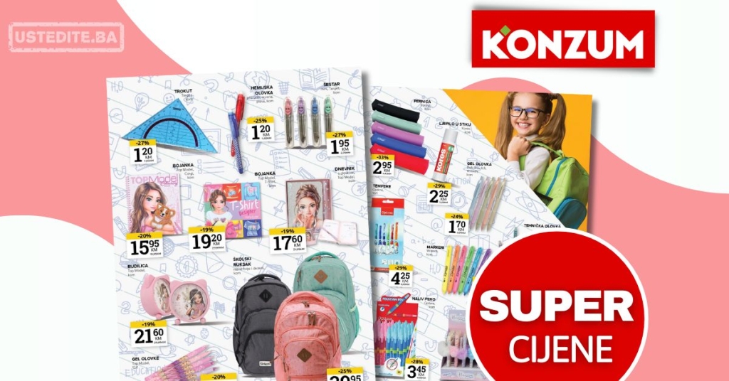 Konzum ŠKOLSKI PRIBOR – akcija do 1.9.2025.