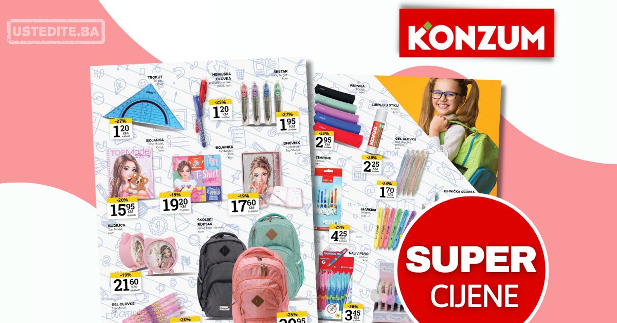 Konzum ŠKOLSKI PRIBOR – akcija do 1.9.2025.