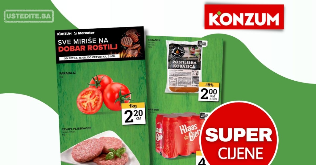 Konzum akcija SVE ZA ROŠTILJ 15-21.8.2025.