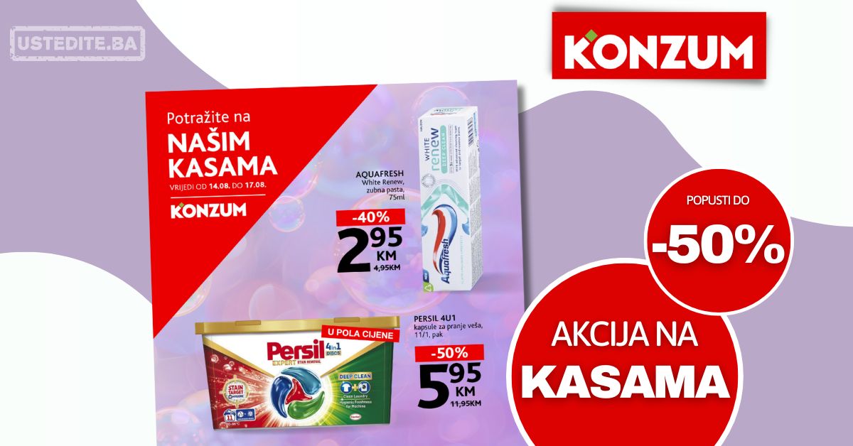 Konzum AKCIJA NA KASAMA 14-17.8.2025.