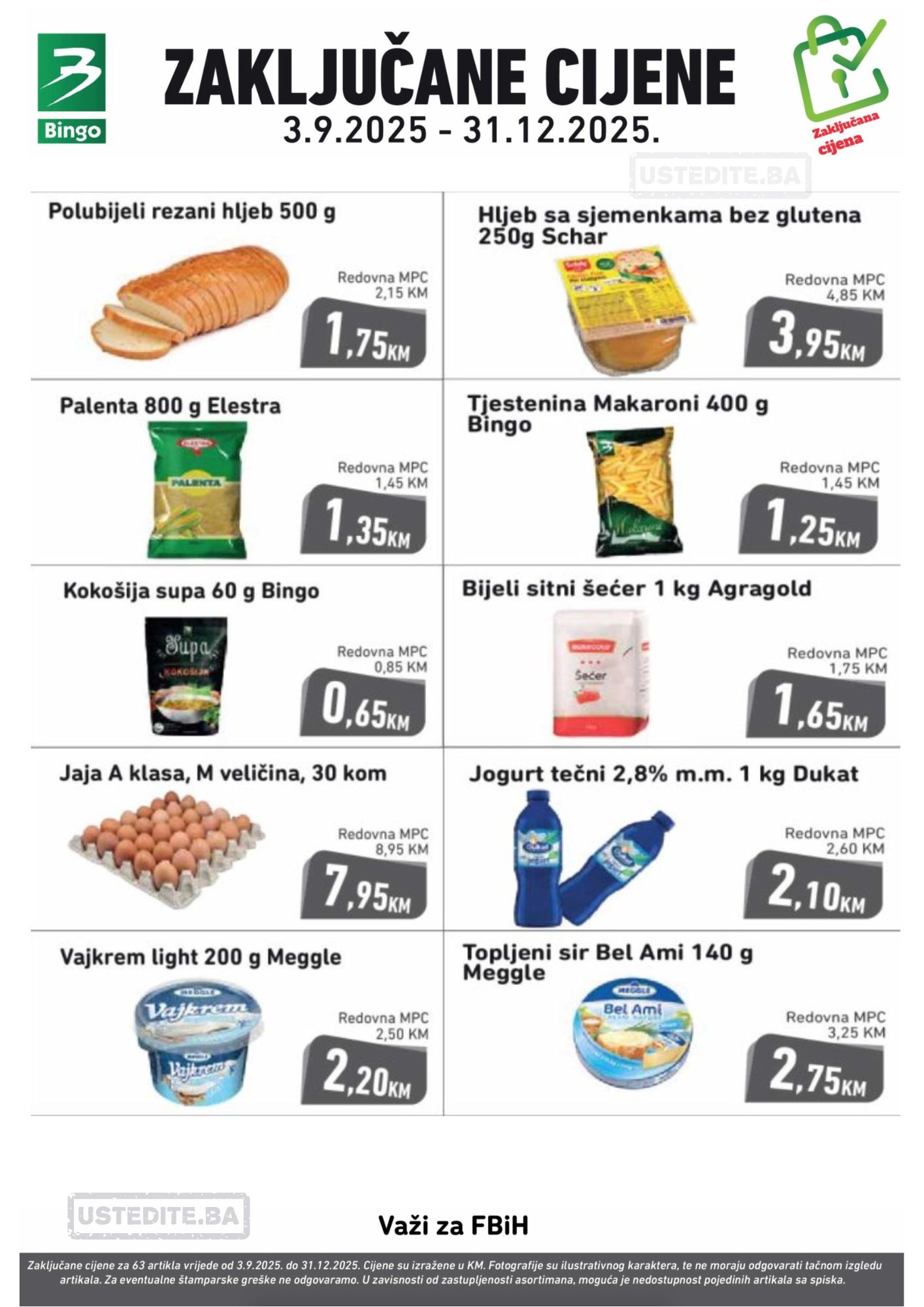 Bingo ZAKLJUČANE CIJENE 1.9-31.12.2025.