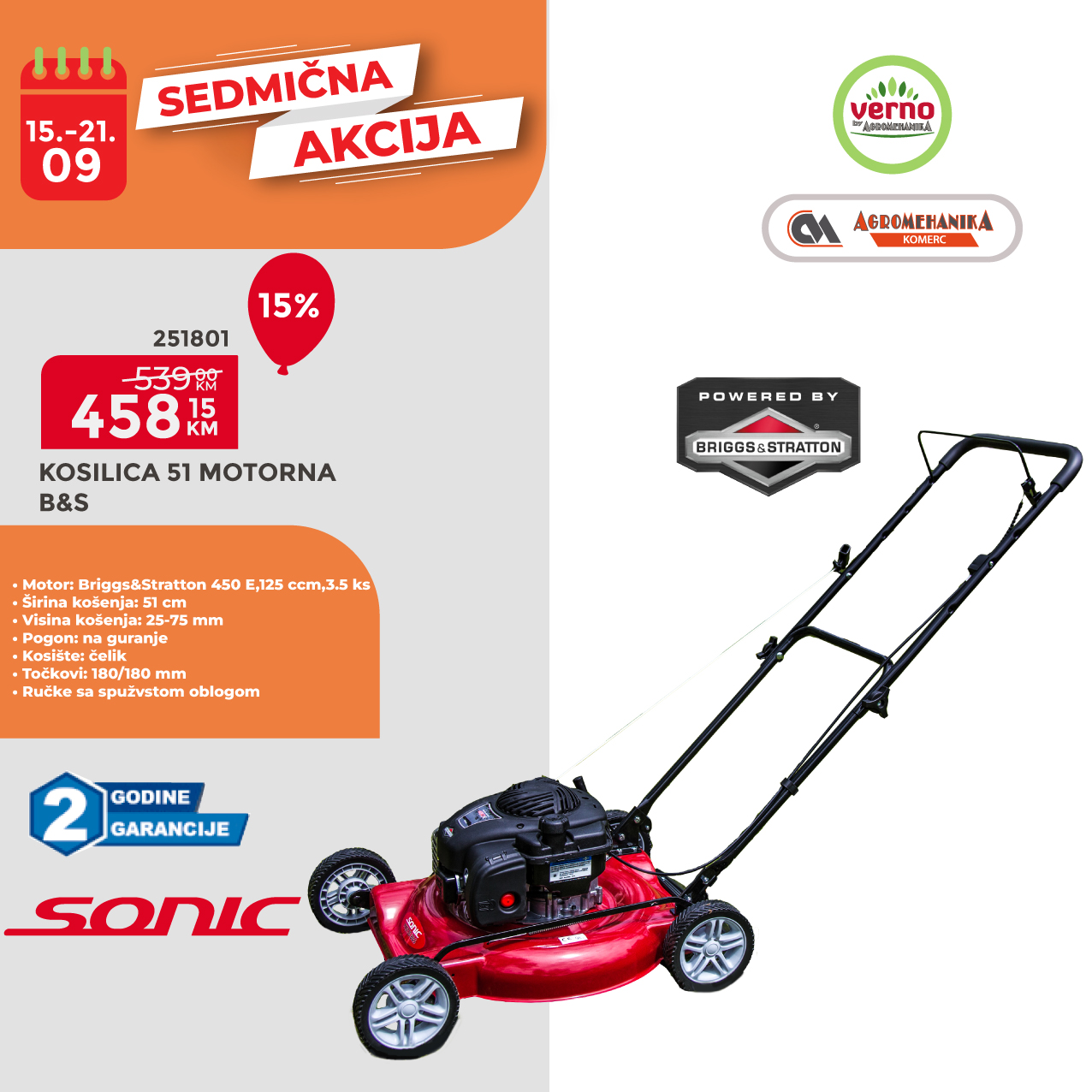 Verno by Agromehanika SEDMIČNA AKCIJA 15-21.9.2025.