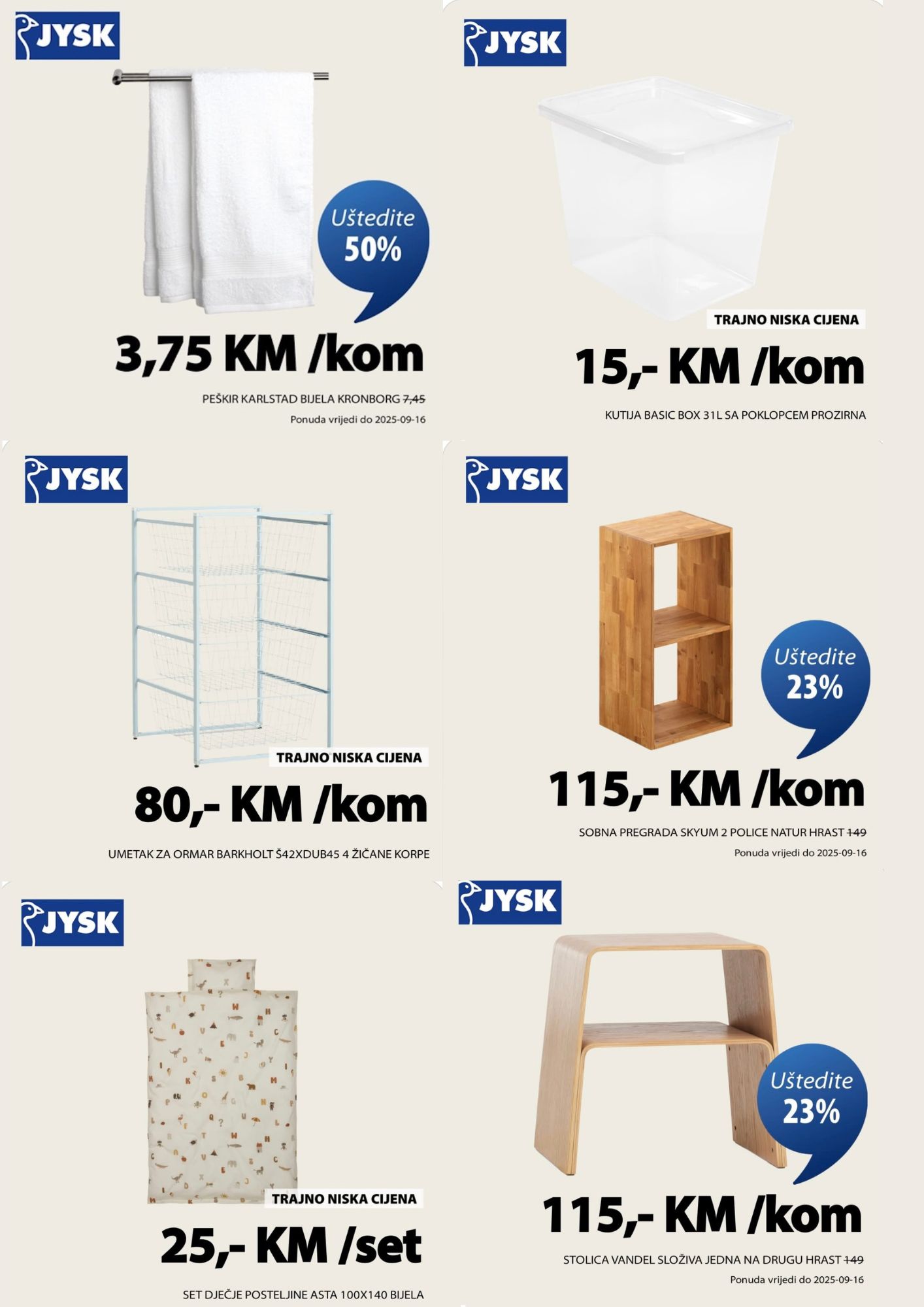 Jysk TOP SNIŽENJE – akcija do 16.9.2025.