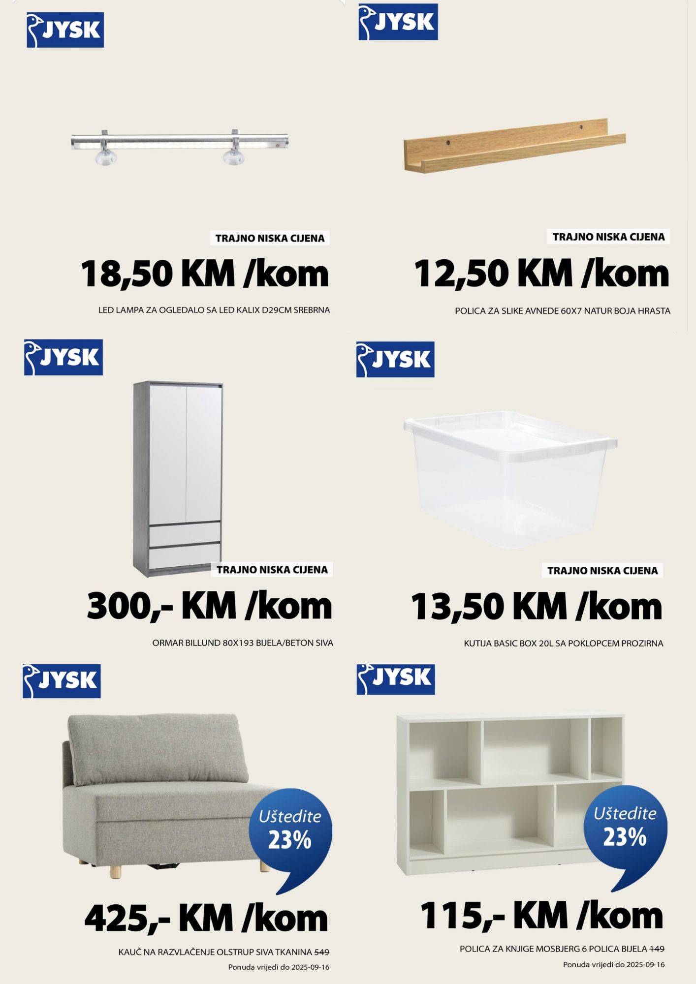 Jysk TOP SNIŽENJE – akcija do 16.9.2025.