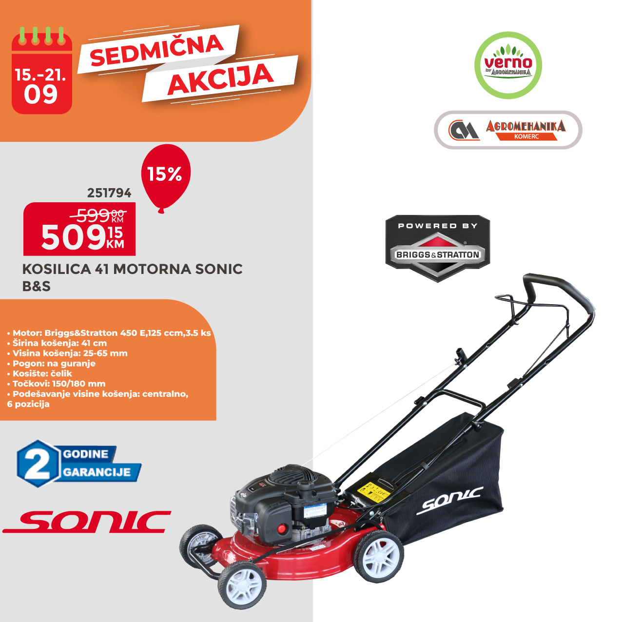 Verno by Agromehanika SEDMIČNA AKCIJA 15-21.9.2025.