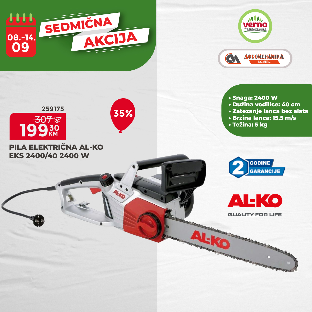 Verno by Agromehanika SEDMIČNA AKCIJA 8-14.9.2025.