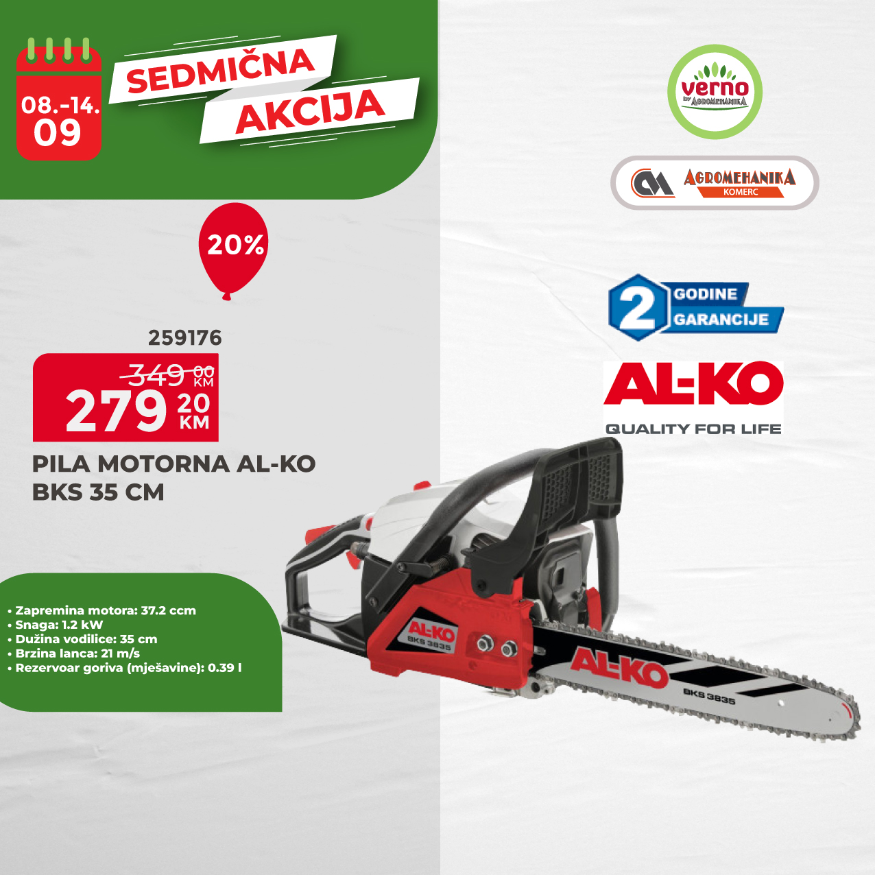 Verno by Agromehanika SEDMIČNA AKCIJA 8-14.9.2025.