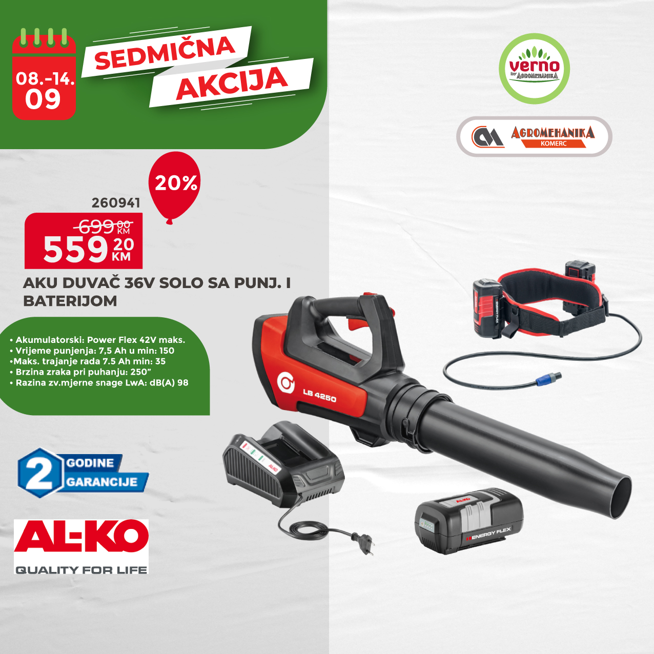 Verno by Agromehanika SEDMIČNA AKCIJA 8-14.9.2025.